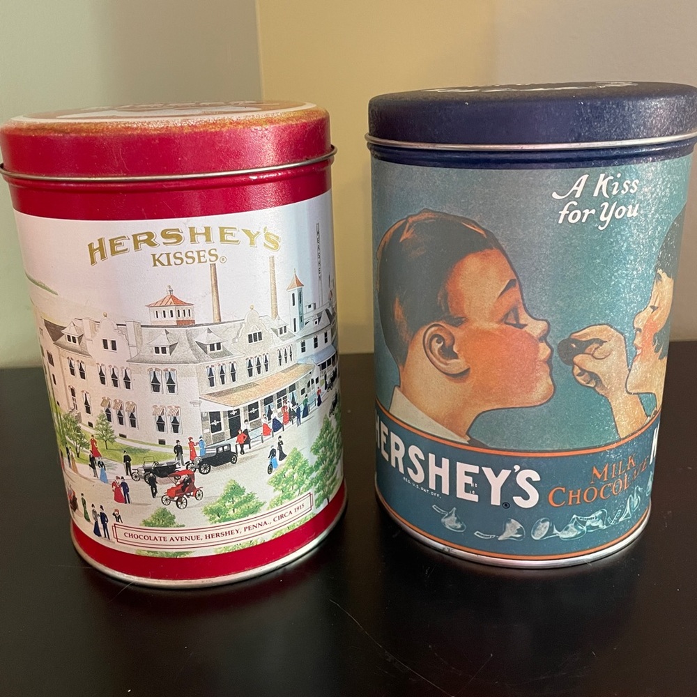 Lot of 2 Hershey's Kisses Candy Collectible Tins 1980 & 1990